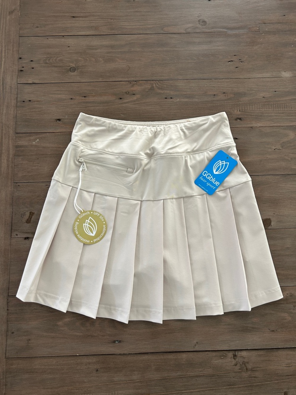 GGBlue Golf Skort Zippy Skort 18" Stone Tan Size Small New
